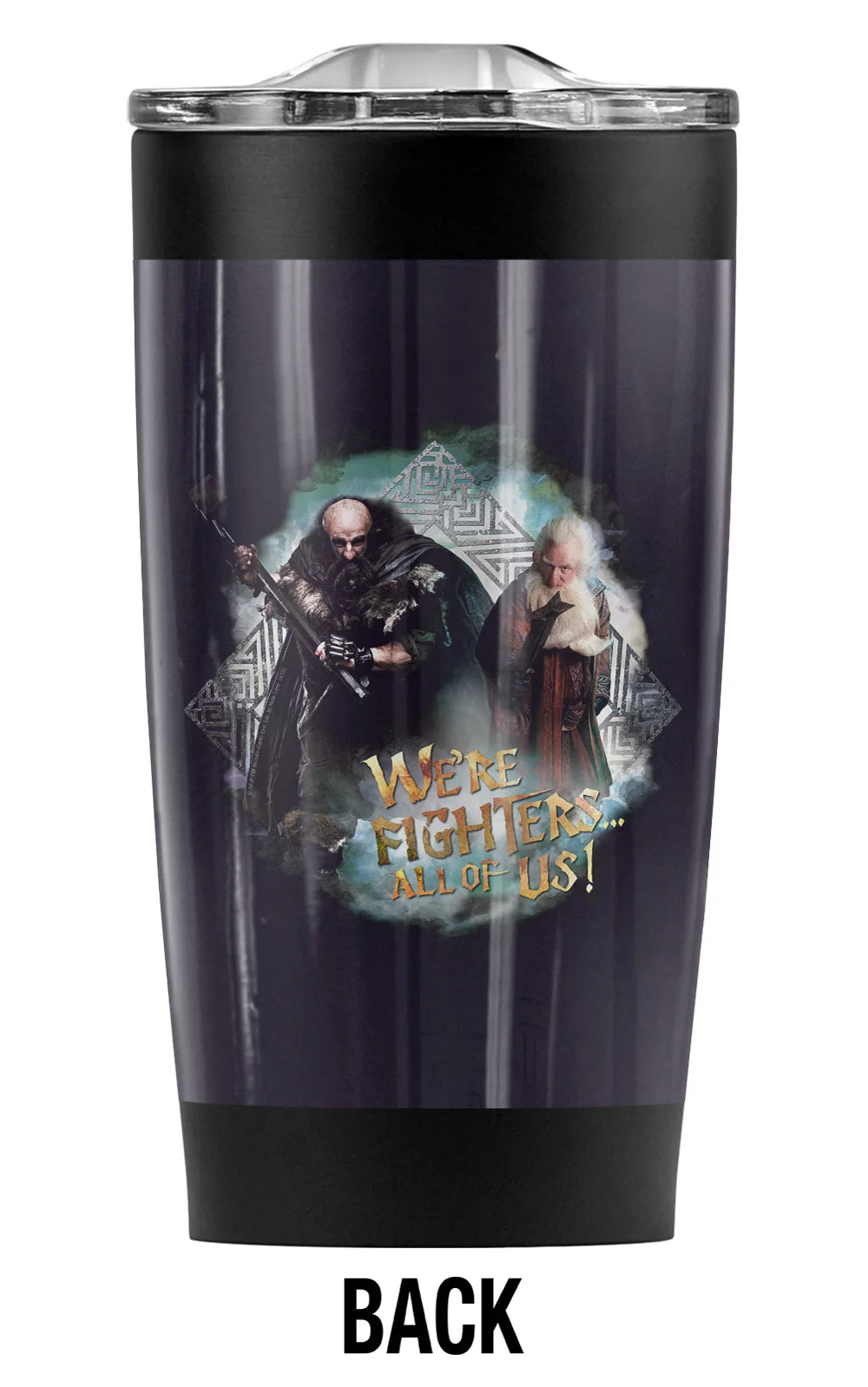 The Hobbit/We Are Fighers Stainless Steel Tumbler 20 oz Coffee Travel Mug/Cup, Vacuum Insulated & Double Wall with Leakproof Sliding Lid | Great for Hot Drinks and Cold Beverages