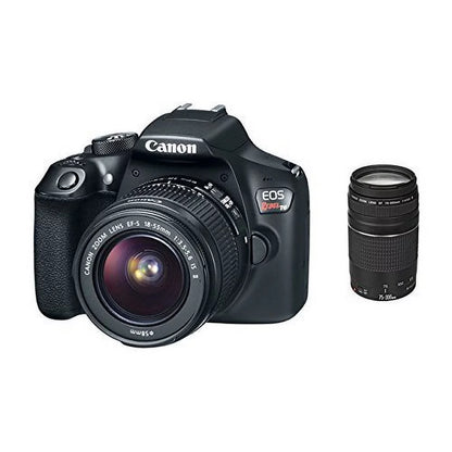 Canon EOS Rebel T6 Digital SLR Camera 18-55mm and 75-300mm Zoom Lenses (International Model) No Warranty