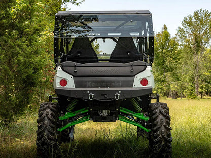 SuperATV Heavy Duty Rear Windshield for 2014+ Kawasaki Teryx 4 800 / 2021+ Teryx 4 S 1/4" Thick Lightly Tinted Polycarbonate 250x Stronger Than Glass Protects You From Flying Debris Made in USA!