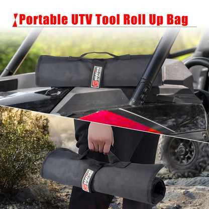 Universal Travel Tool Storage Kit Storage Bag with Portable Tool Roll Organizer Wrench Tool Pouch for UTV ATV Car Truck