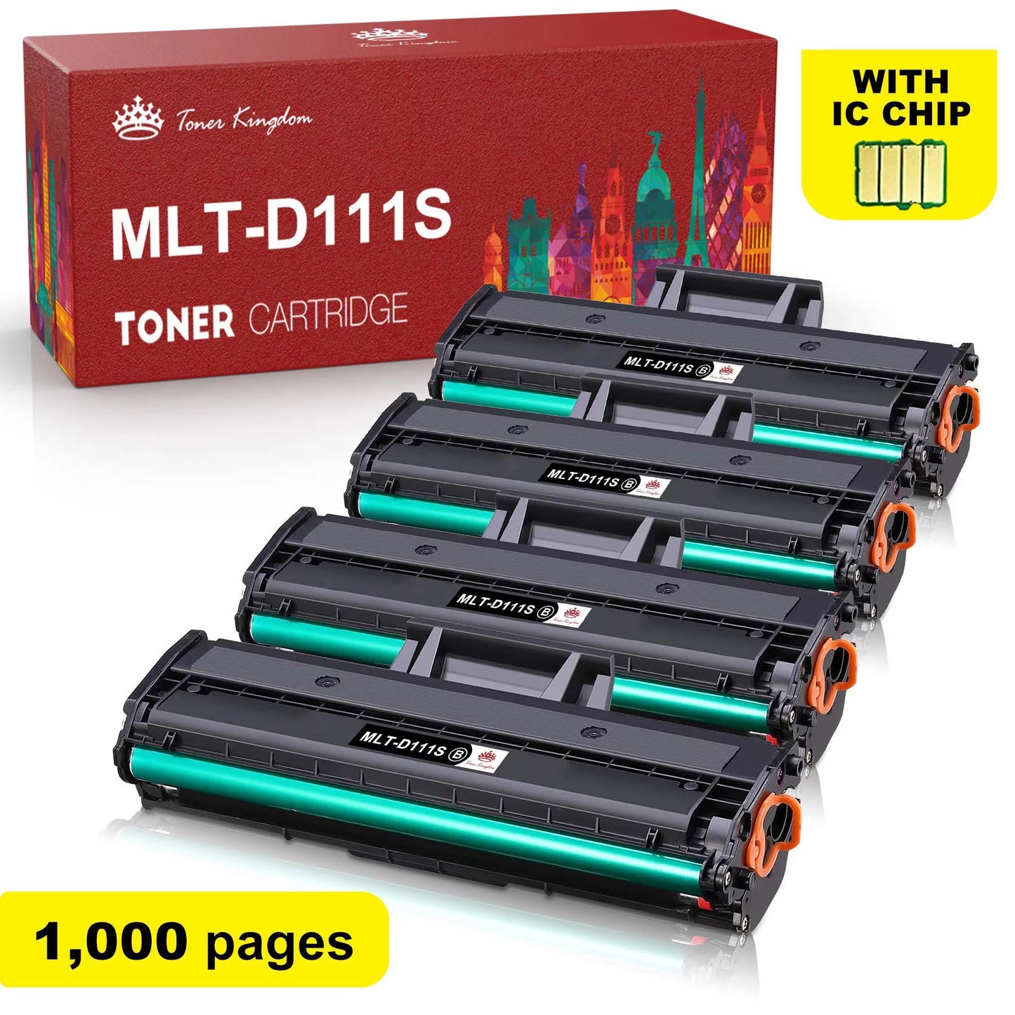 4-Pack MLT-D111S Compatible Toner Cartridge for Samsung MLT-D111S 111S High Yield Xpress SLM2020W M2022W M2070FW M2024 M2026W Printer (Black)