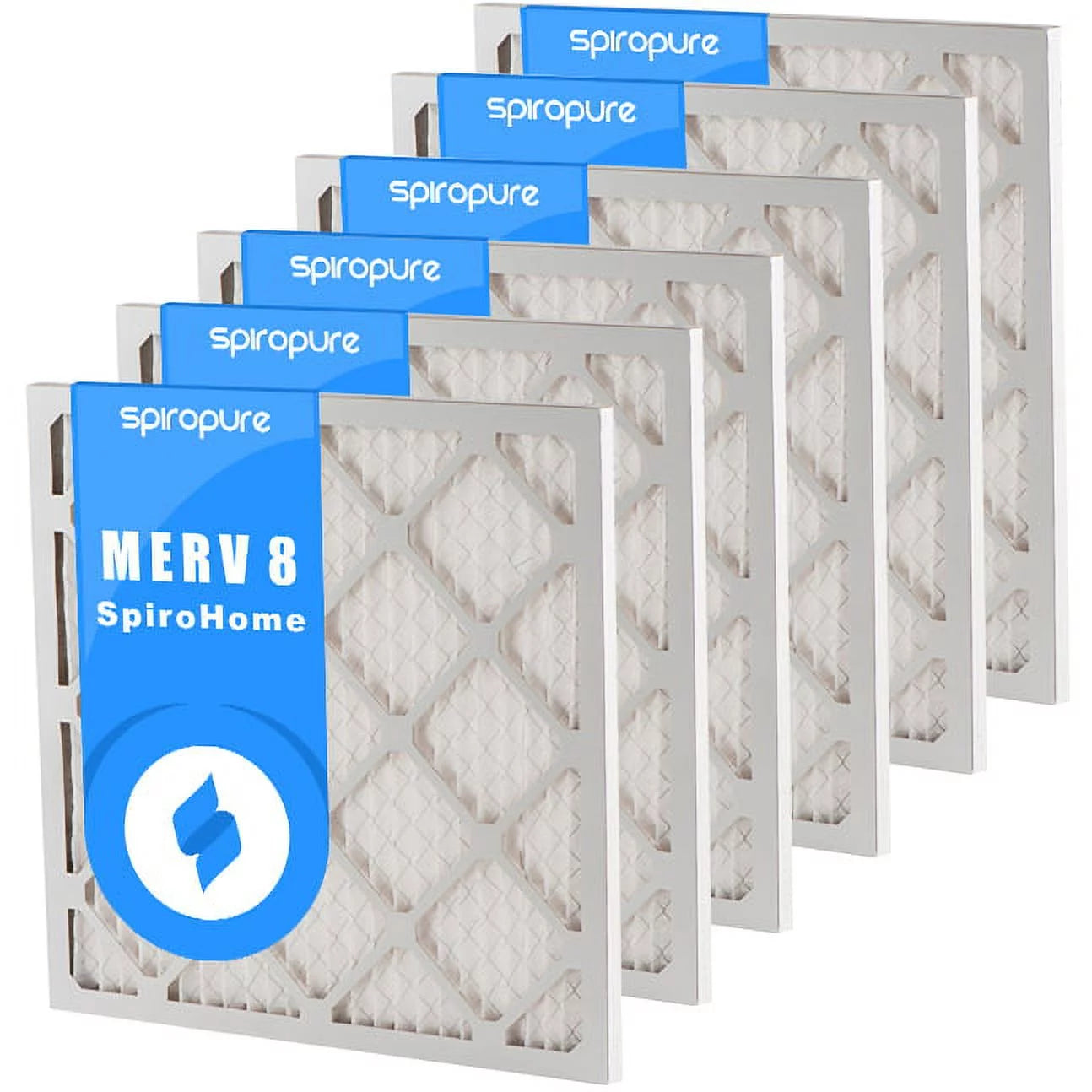 SpiroPure 15X24X1 MERV 8 Pleated Air Filters - Made in USA (6 Pack)