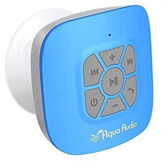 aquaaudio cubo waterproof bluetooth wireless speaker with strong suction cup & built-in mic (blue)