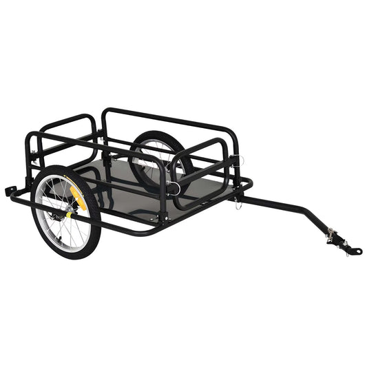 Aosom Foldable Bike Cargo Trailer Bike Cart Wagon Trailer with Hitch, Black