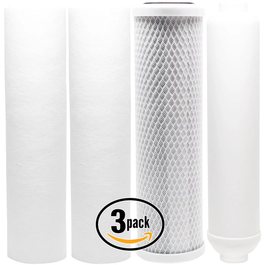 3-Pack Replacement for Filter Kit for PurePro EC-106M RO System - Includes Carbon Block Filter, PP Sediment Filters & Inline Filter Cartridge - Denali Pure Brand