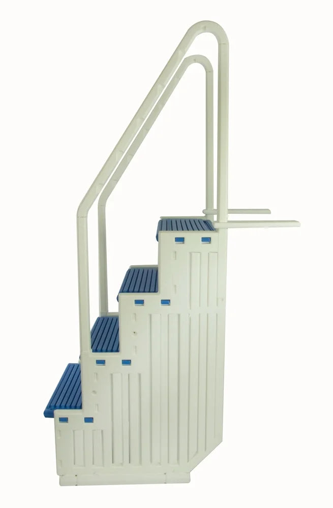 Confer Plastics In-Pool Step Aboveground Swimming Pool Steps Entry System, Blue Tread White Step