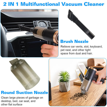 Car Vacuum Cleaner Cordless, 120W Electric Cyclone Handheld Vacuum Cleaner with Searchlight, Black