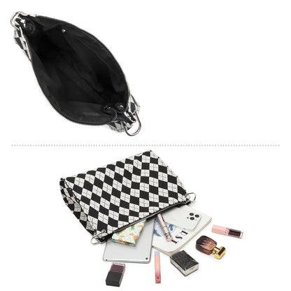 Black and off-white checkerboard pattern handbag Ladies Shoulder Bag clutch handbag