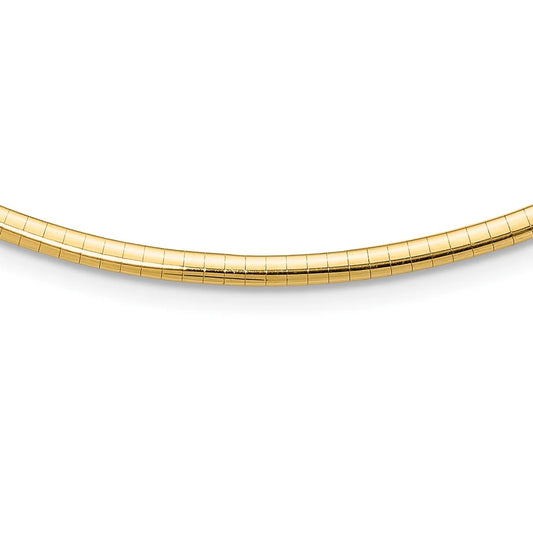 14k 3mm Domed Omega Necklace QOD3-18