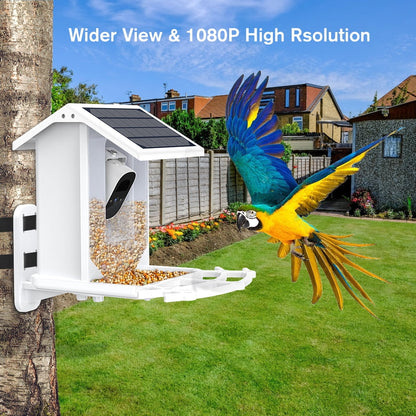 ZUPOX Smart Bird Feeder with Camera, 1080P HD Camera Auto Capture Bird Videos & Solar Panel, AI Identify Bird Species, APP Control 2.4G Wi-Fi Bird House, White