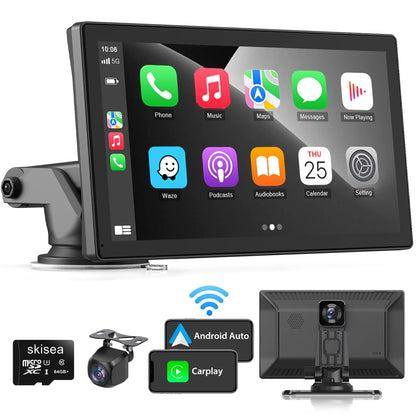 9 Inch Wireless Apple Carplay Car Stereo, Touch Car Play Screen Audio Car Radio Receiver, 2.5K Dash Cam,1080p Backup Camera DVR, Drive Mate Carplay Navigation, Multimedia Player