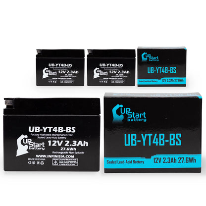 3-Pack UpStart Battery Replacement for 2007 Yamaha SR400 400CC Factory Activated, Maintenance Free, Motorcycle Battery - 12V, 2.3Ah, UB-YT4B-BS