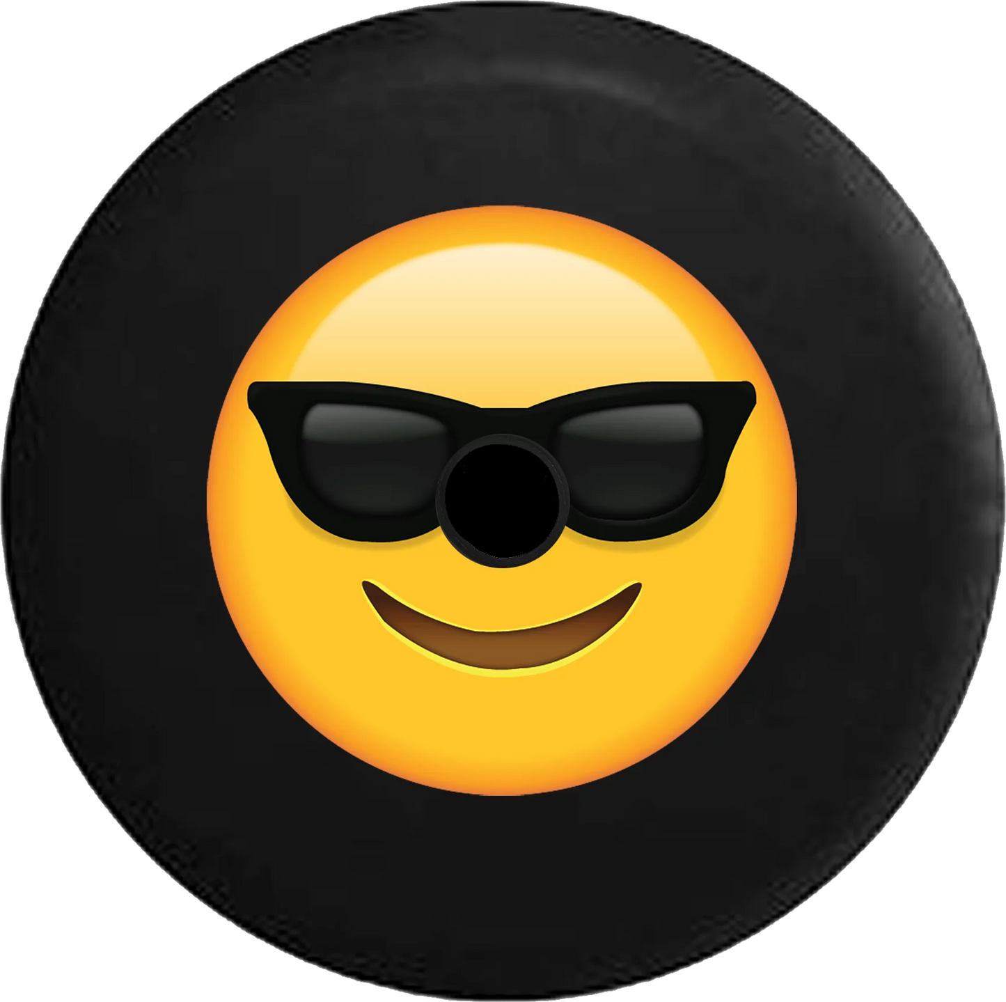 2018 2019 Wrangler JL Backup Camera Text Emoji Smiling Face Sunglasses Cool Summer Spare Tire Cover for Jeep RV 32 Inch