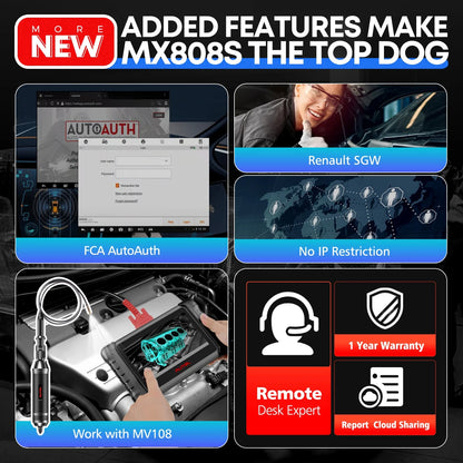 Autel MaxiCheck MX808S with 2 Year Update, 3000+ Bidirectional Diagnostic Tool Android 11 OE All System Scan, FCA Autoauth same as MK808S MK808Z RK3566 4-Core 4GB & 64GB