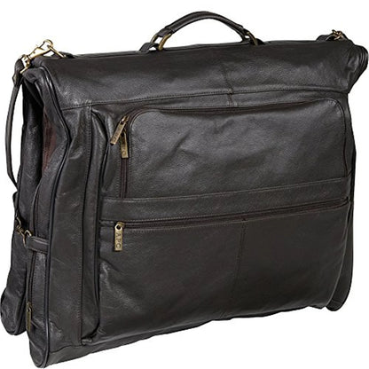 Amerileather Leather Three-suit Garment Bag-Color:Dark Brown