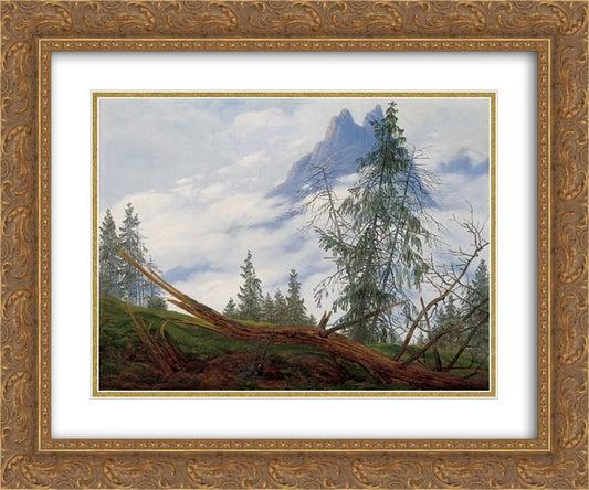 Caspar David Friedrich 2x Matted 24x20 Gold Ornate Framed Art Print 'Mountain Peak with Drifting Clouds'