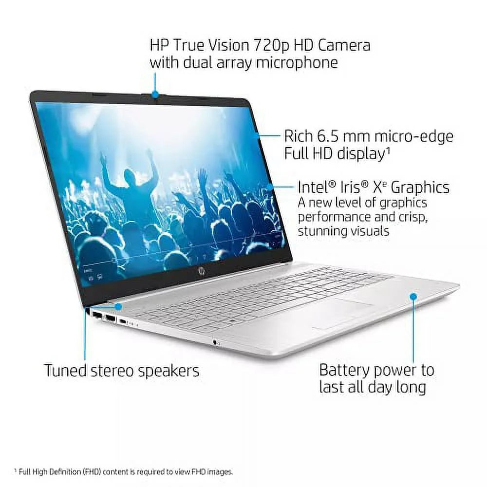 2022 15.6" HD Touchscreen Laptop PC Intel 4-Core i5-1135G7 8GB DDR4 256GB NVMe SSD Iris Xe Graphics Webcam HDMI WiFi AC RJ45 BT USB-C Backlit Keyboard Silver Windows 10 Pro w/RE Accessories