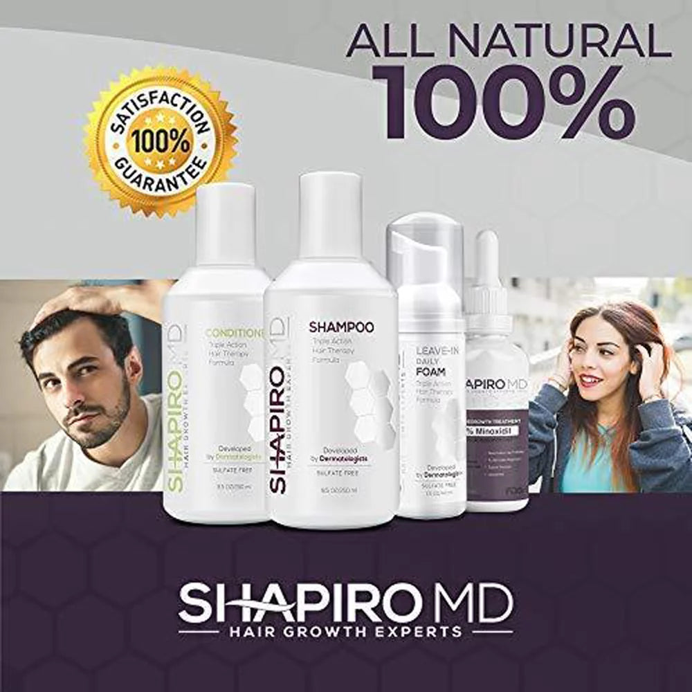 Shapiro MD Hair Loss Shampoo, DHT Fighting Vegan Formula for Thinning Hair, 8 ounce (1 Month)