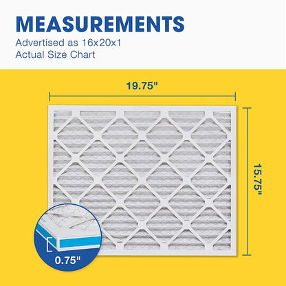 Aerostar 16x20x1 MERV 11 Pleated Air Filter, AC Furnace Air Filter, 6 Pack