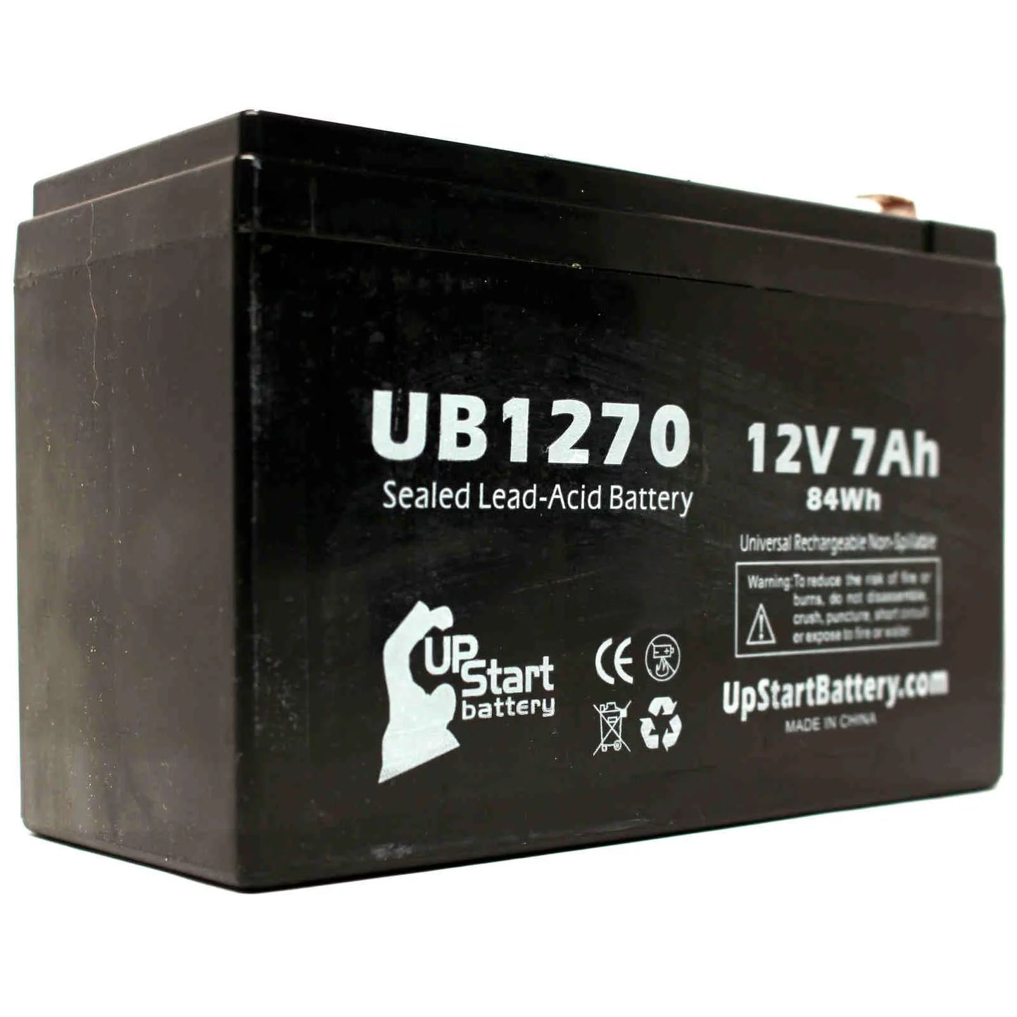 2x Pack - Compatible Upsonic PCM35 Battery - Replacement UB1270 Universal Sealed Lead Acid Battery (12V, 7Ah, 7000mAh, F1 Terminal, AGM, SLA) - Includes 4 F1 to F2 Terminal Adapters