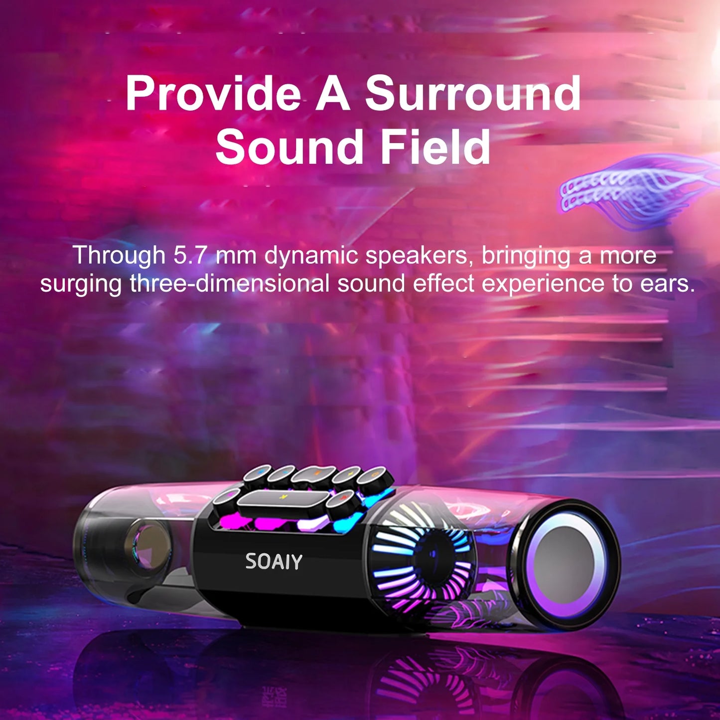 soaiy Sound Bar,Box Tf Port Subwoofer Key Sound Hifi Computer Bt Pc Lap Tablet Pc Laptop Tablet Computer Bt Subwoofer 3.5mm Audio Input Soaiy Sound Box Tf Player Sound Player Sound Box Eryue