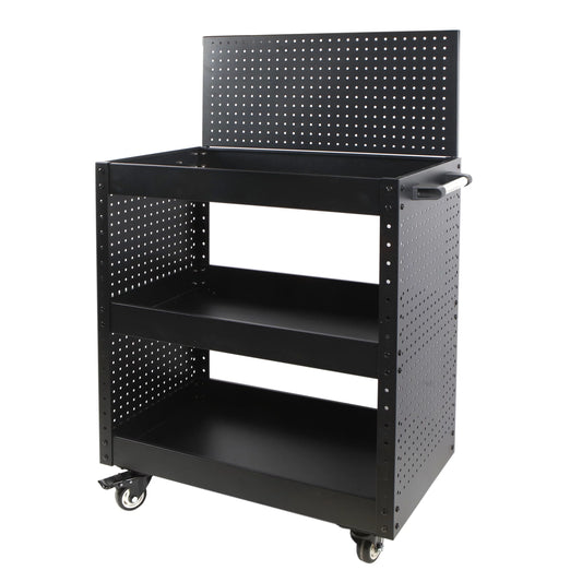 WORKPRO Rolling Service Utility Cart with Steel Pegboard Storage, Tool Cart