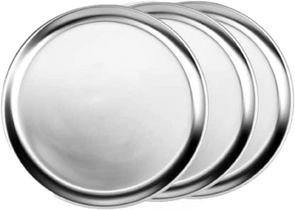 TrueCraftware- Set of 3 Aluminum 19” Pizza Tray Pan Wide Rim- Bakeware Round Pizza Pan Pizza Tray Baking Tray Round Baking Tray for Home Kitchen Pizzeria & Restaurants