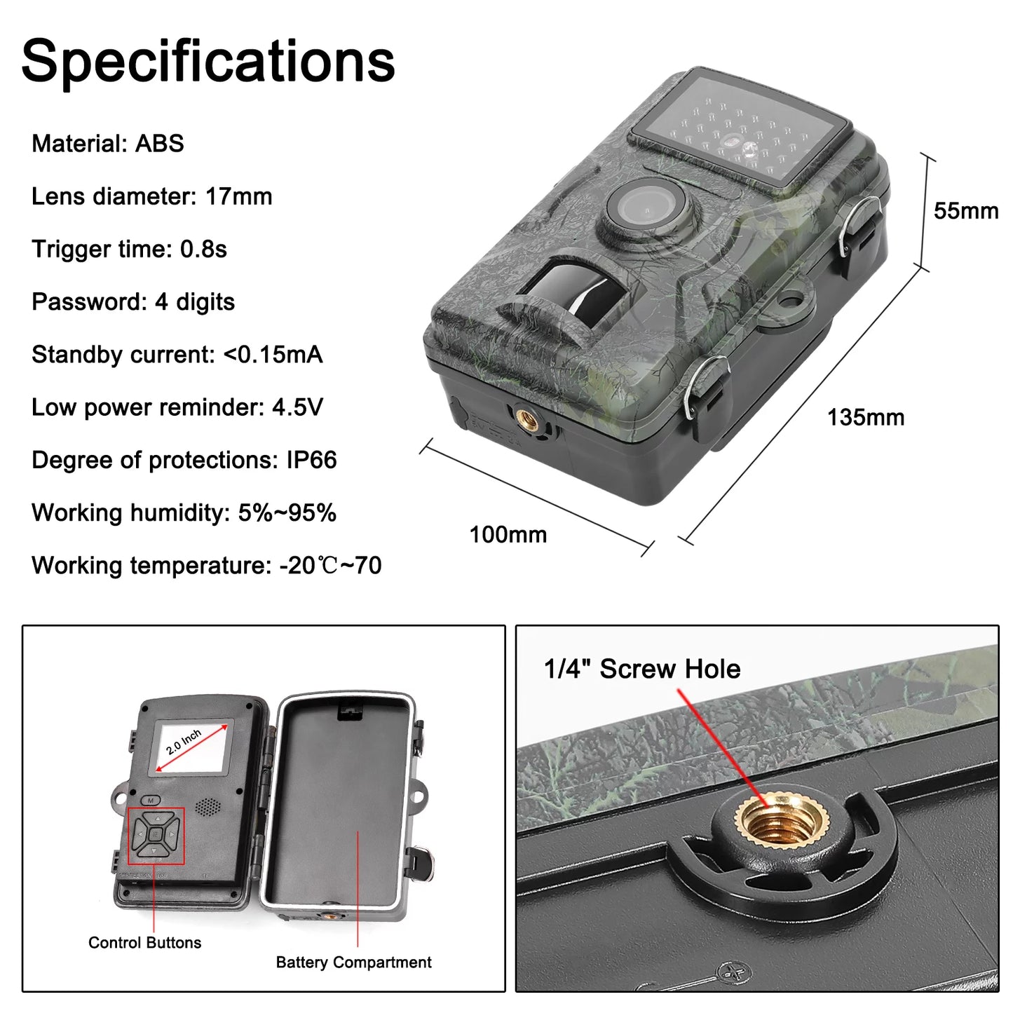 Tomshoo Capture Wildlife Moments with our 16MP 1080P Portable Trail Camera IP66 Waterproof, Infrared Lights