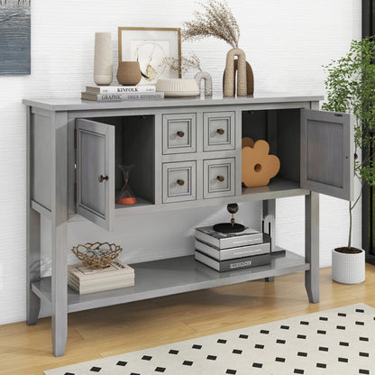 TREXM Cambridge Series Ample Storage Vintage Console Table with Four Small Drawers and Bottom Shelf for Living Rooms Entrances and Kitchens (Espresso OLD SKU WF190263AAP)