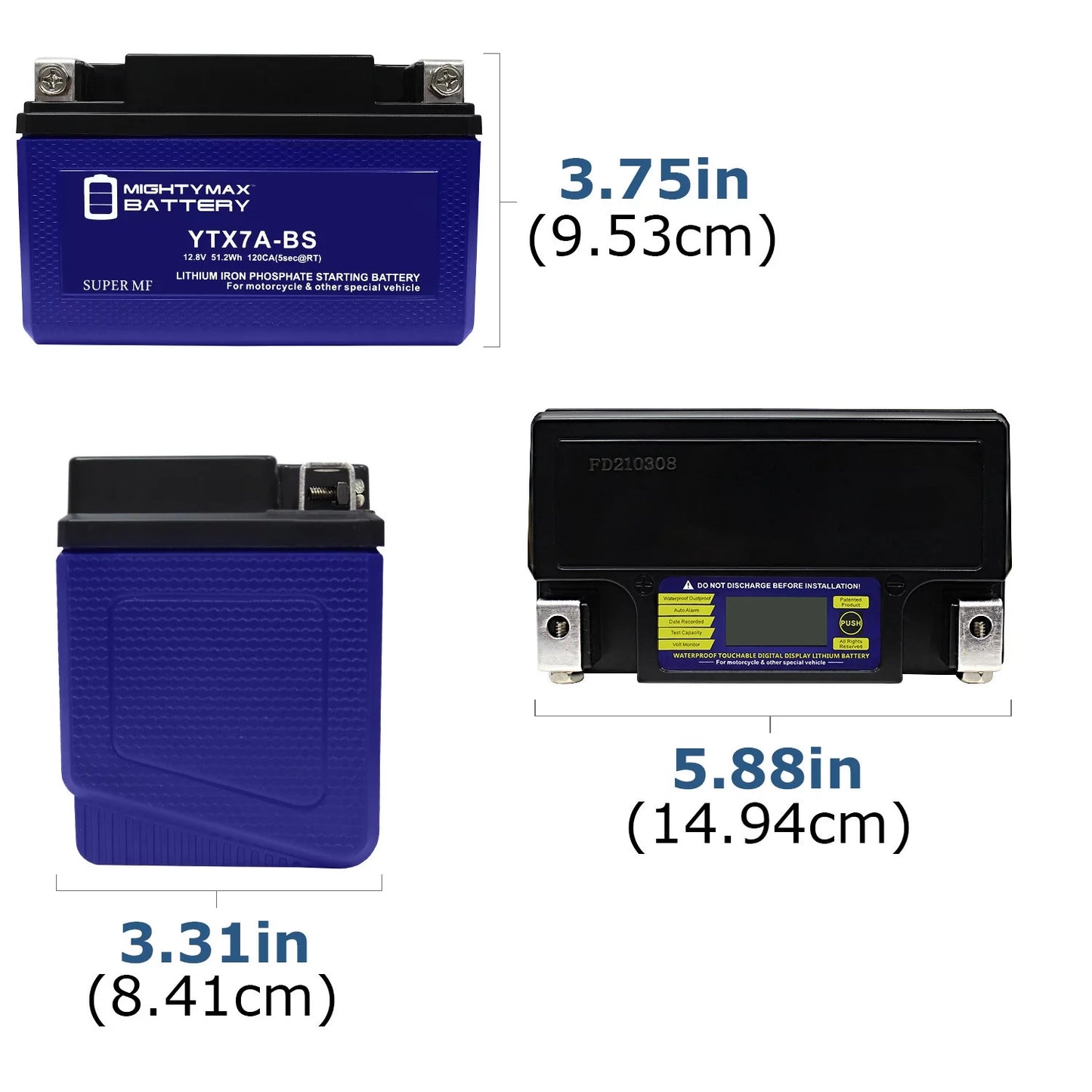 YTX7A-BS Lithium Replacement Battery Compatible with Peugeot Scooter 50 Tweet Evo 2014 - 8 Pack