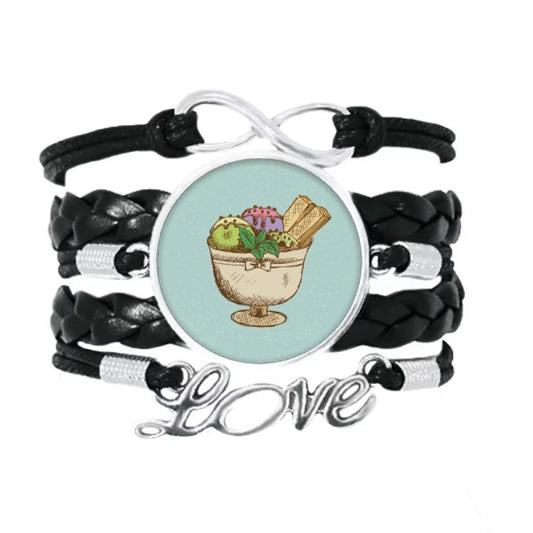 biscuit cup ice ball bracelet love accessory twisted leather knitting rope wristband