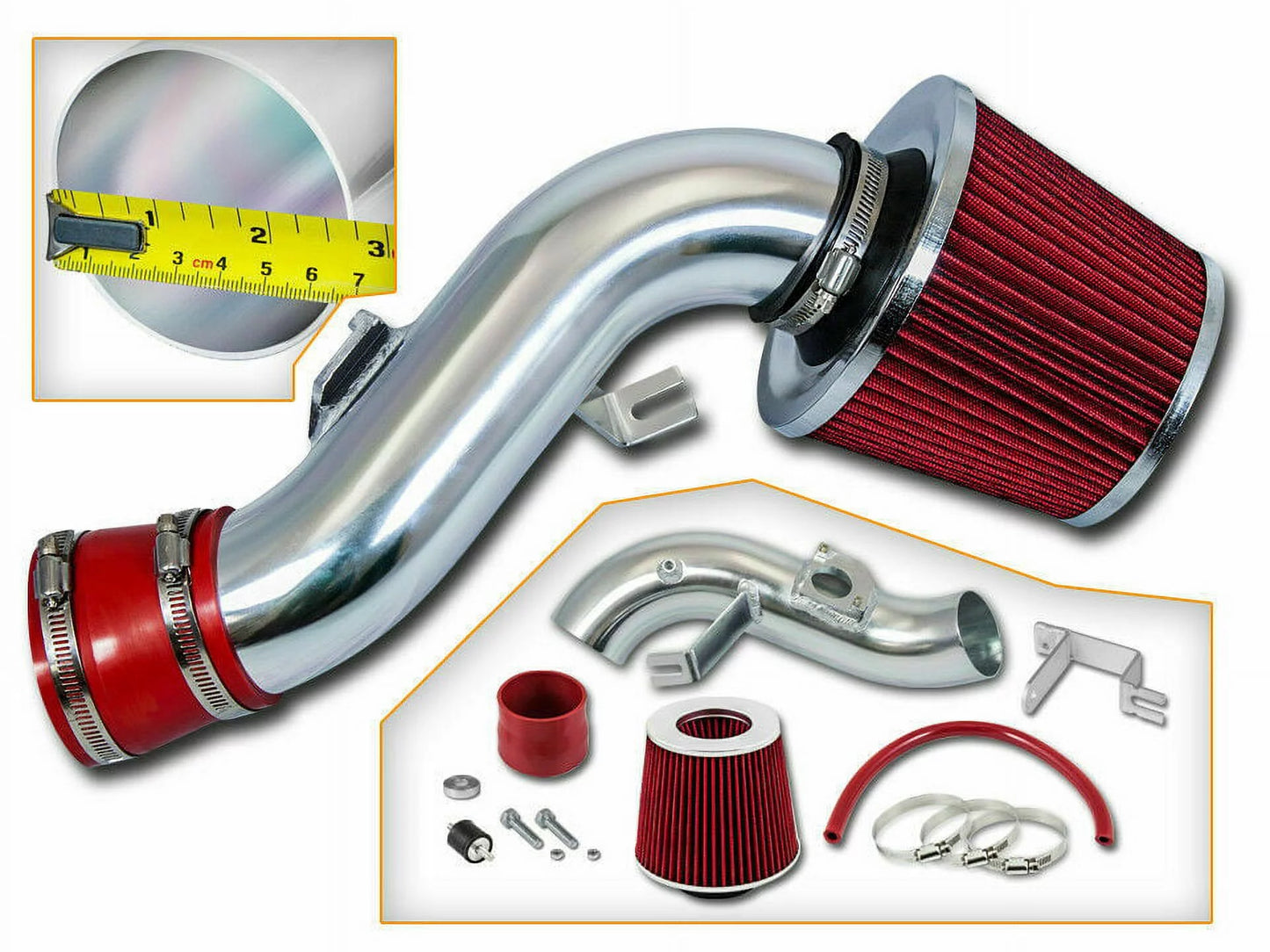 Rtunes Racing Short Ram Air Intake Kit + Filter Combo RED Compatible For 02-08 Toyota Matrix XRS