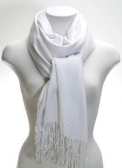 Set of 10 Pashmina Scarf Shawl, Bridesmaid Shawl, Bridal Wrap, Wedding Shawl (White)