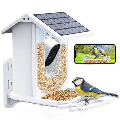 ZUPOX Smart Bird Feeder with Camera, 1080P HD Camera Auto Capture Bird Videos & Solar Panel, AI Identify Bird Species, APP Control 2.4G Wi-Fi Bird House, White