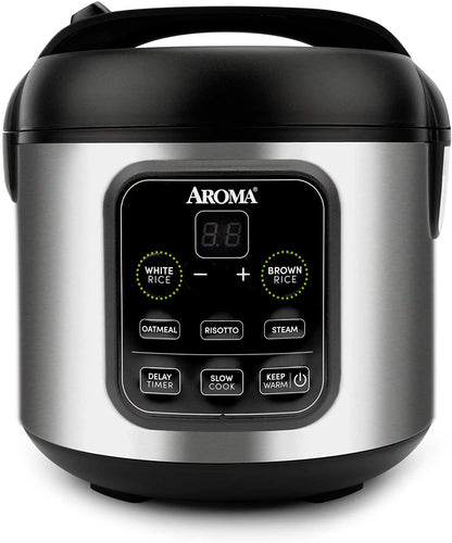 Aroma Housewares ARC-994SB 2O2O model Rice & Grain Cooker Slow Cook, Steam, Oatmeal, Risotto, 8-cup cooked/4-cup uncooked/2Qt, Stainless Steel