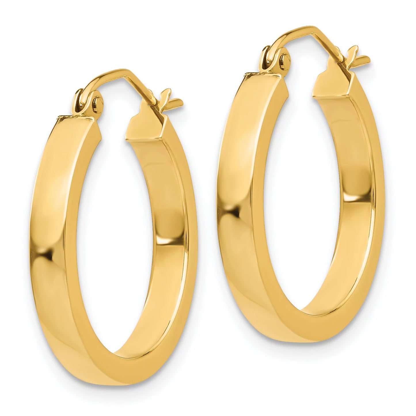 2x3mm Rectangular Tube Hoop Earrings in Real 14k Yellow Gold