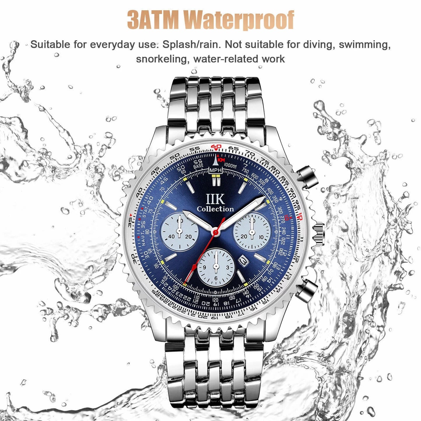 Waterproof Men Watch Relojes De Hombre Luminous Quartz Stainless Steel Bracelet