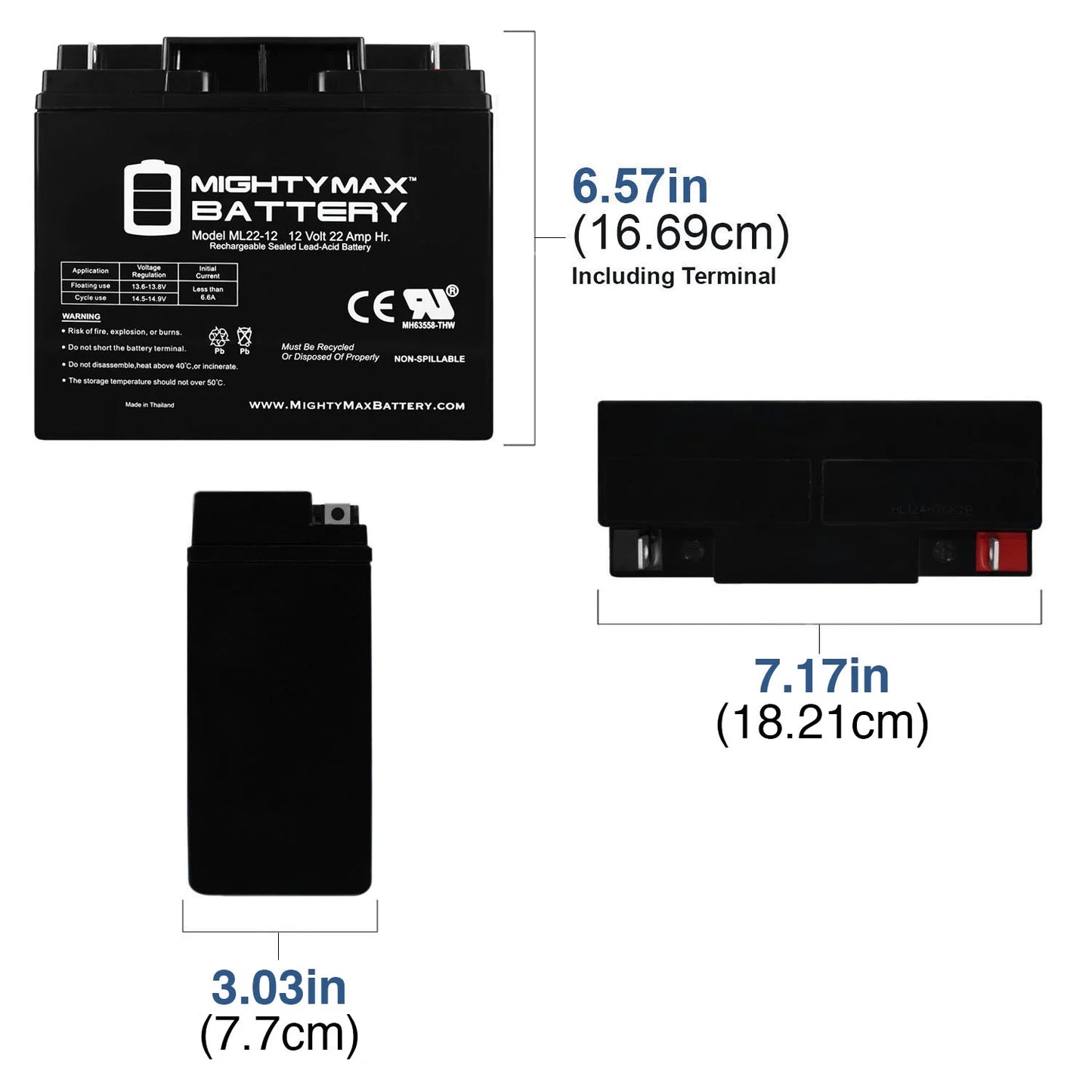 12V 22AH SLA Battery for Rascal R200/R500 Series Scooter - 4 Pack