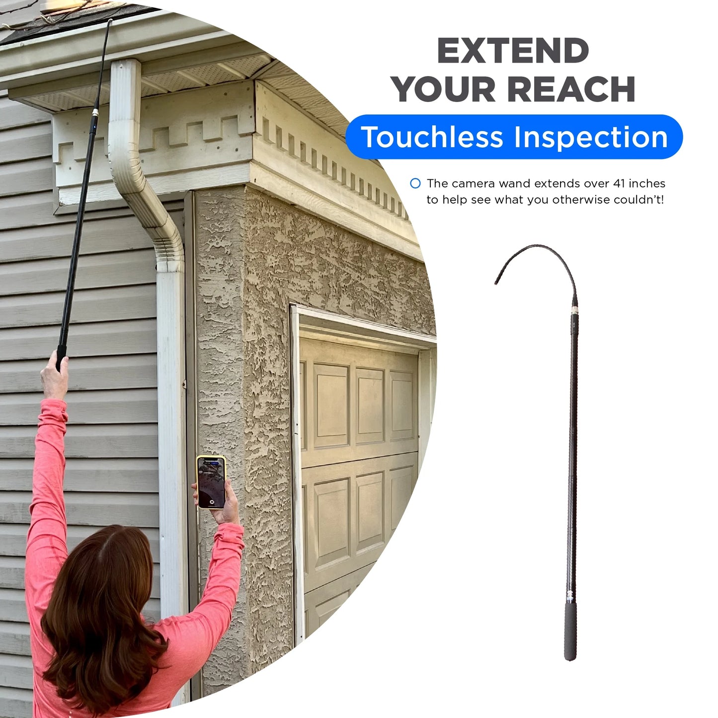 WANDIT Wireless Inspection Camera with Light - Inspect Anything, Anywhere, Anytime - 360 Degree Flexible Inspection Camera Wand - 41 Inch Extendable, Rechargeable - Capture Images to Your Phone