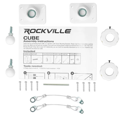 Rockville RPA40BT 4-Room Home Audio Kit Receiver+(8) White Wall Cube Speakers