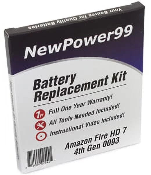 Amazon Fire HD 7" 4th Generation 0093 Battery Replacement Kit with Tools, Video Instructions, Extended Life Battery and Full One Year Warranty