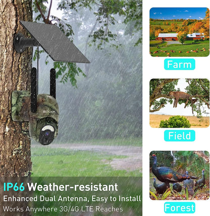 Soliom S50 3G/4G LTE Cellular Hunting Cameras with SIM Card,Wireless Outdoor Trial Camera Pan Tilt 355°View with 1080p Night Vision