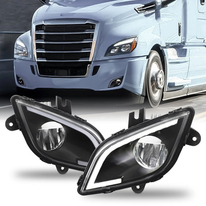 AKKON - Fit 2018 2019 2020 2021 2022 2023 Freightliner Cascadia 126 Class 8 Truck LED Fog Light Lamp Black Driver + Passenger