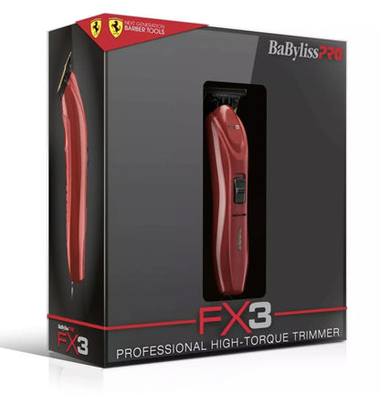 BaByliss Pro FX3 Red High-Torque Cordless Zero-Gap T-Blade Hair Trimmer #FXX3T