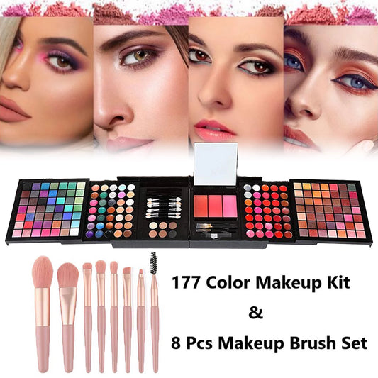 Cosprof 177 Colors Cosmetic Make up Palette Set, Combination with Eyeshadow Facial Blusher Eyebrow Powder Face Concealer Powder Eyeliner Pencil Mirror, All-in-One Makeup Gift Set