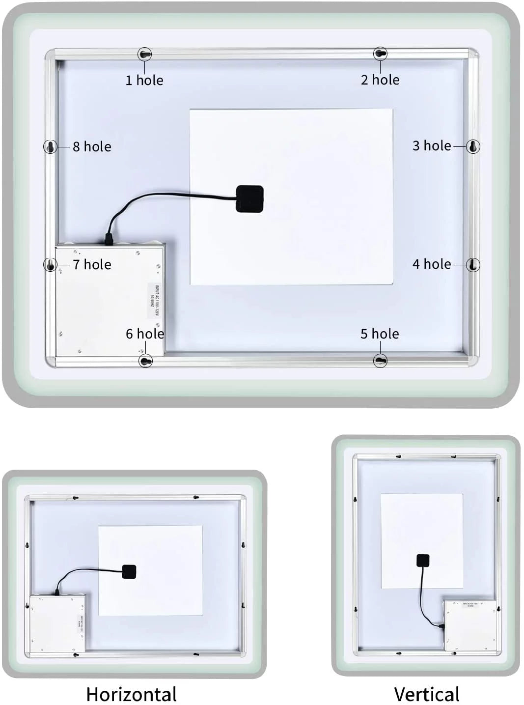 Simple Deluxe 36 x 28 Inch Large Wall Anti-Fog Dimmable LED Bathroom Vanity Makeup Mirror with White/Warm Light(Horizontal/Vertical), Transparent