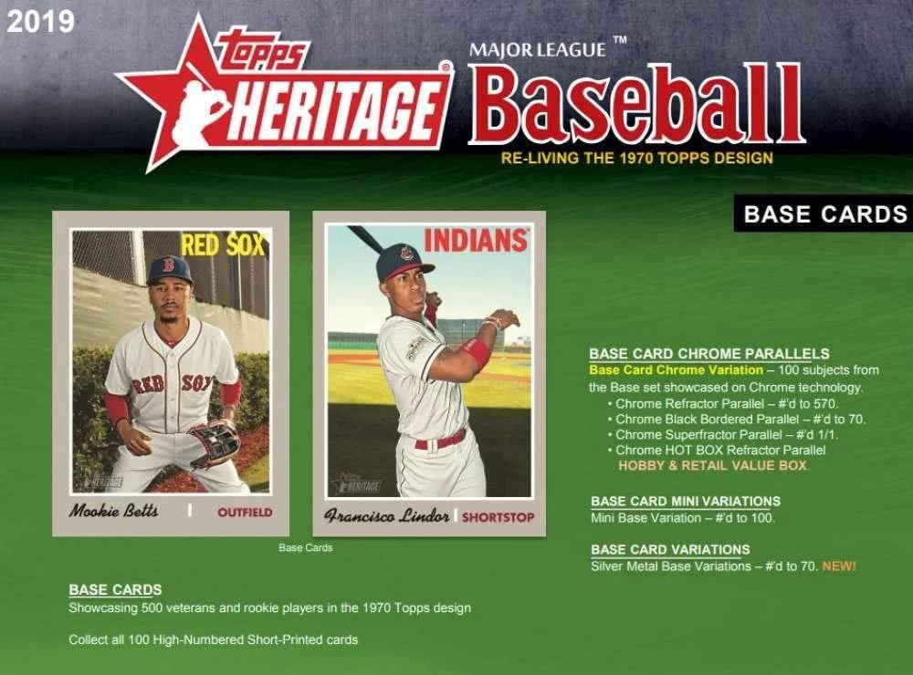 2019 Topps Heritage Retail Box Sealed (24 packs, 9 cards per pack)