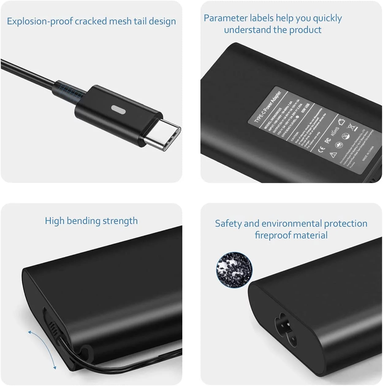 65W USB C Type C Adapter Laptop Charger for Latitude 5520 5420 5290 5285 5179 5480 5400 5310 5320 7420 7410 7370