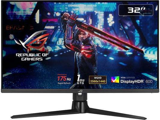 ROG Strix 32? 1440P Gaming Monitor (XG32AQ) - QHD (2560 x 1440), Fast IPS, 175Hz (OC), 1ms, G-SYNC compatible, Variable Overdrive, Eye Care, DisplayHDR 600, DisplayPort, HDMI, USB, 96% DCI-P3