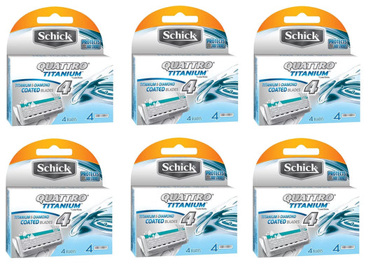 Schick Quattro Titanium Refill Cartridges - 24 Count + Eyebrow Ruler